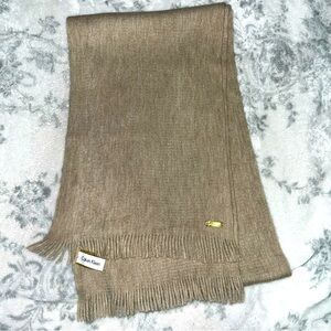 Calvin Klein Women's Solid Chambray Scarf Tan Beige 9x68 In soft